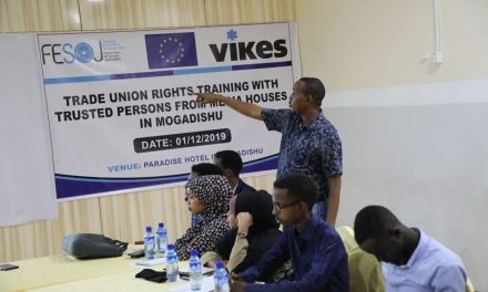 FESOJ AND VIKES CONCLUDE labor rights advocacy campaigns at 10 radio stations in Mogadishu and training for trusted persons from local media outlets.