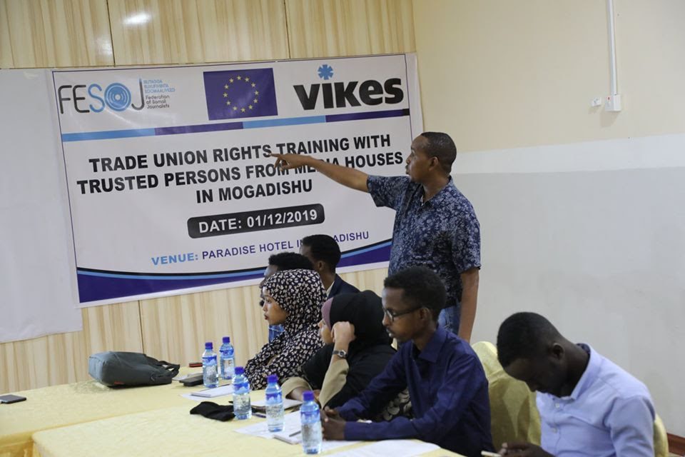 FESOJ AND VIKES CONCLUDE labor rights advocacy campaigns at 10 radio stations in Mogadishu and training for trusted persons from local media outlets.