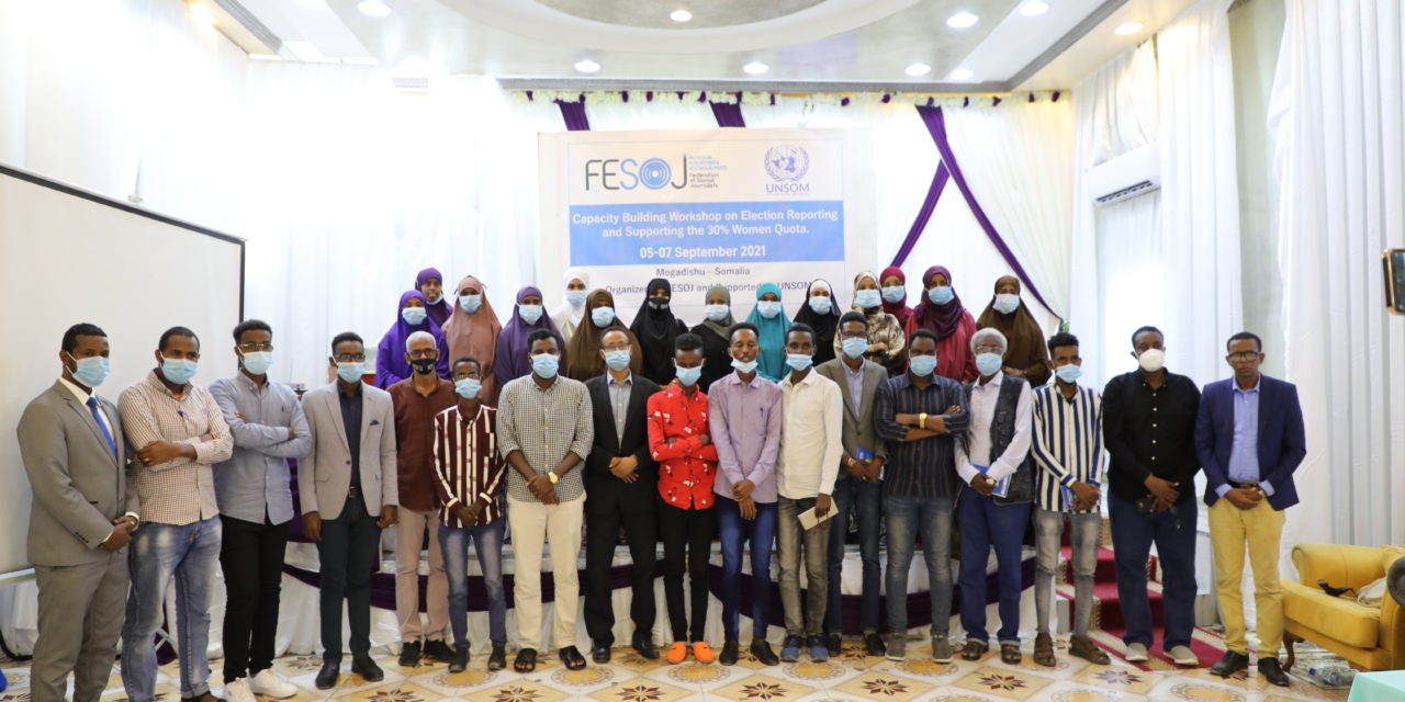 FESOJ concluded three – day training workshop for thirty journalists in Mogadishu