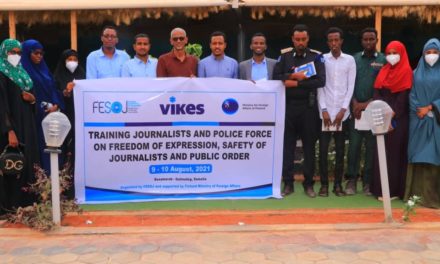 FESOJ Concludes Training Workshop on Media Safety and Freedom of Expression for Journalists and Police Officers in Dhuusamareeb city, Galmudug State, ahead of Somalia elections