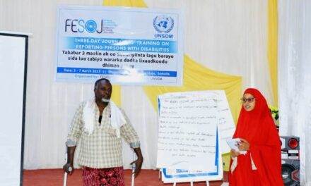 FESOJ has concluded training workshops on reporting persons with disabilities in the cities of Dhuusamareeb and Garowe
