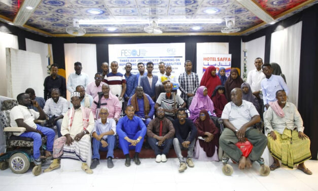 FESOJ has concluded workshop training for persons with disability and journalists in Jowhar city, Hirshabelle State