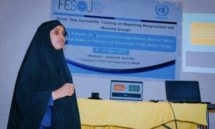 FESOJ has completed a training workshop on reporting marginalized and minority groups in the cities of Beledweyne and Kismayo