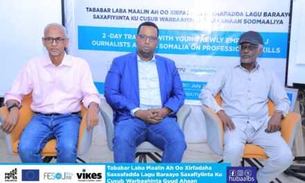 FESOJ has finalized training enhancing the professional skills of young journalists in Baidoa city, South West State