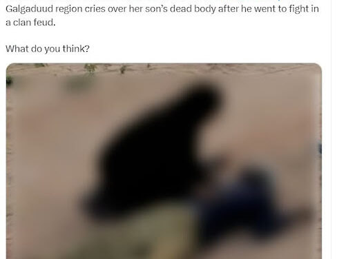 FAKE: This image is not of a man killed in clan conflict in central Somalia.