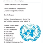 FALSE: United Nations office in Mogadishu did not issue a security alert in August 2024