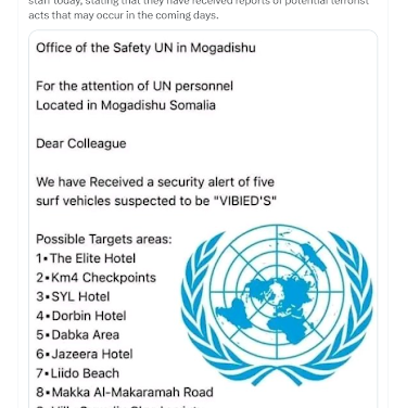 FALSE: United Nations office in Mogadishu did not issue a security alert in August 2024