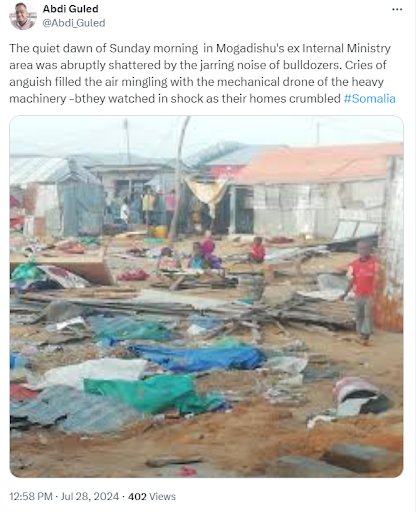 PARTLY FALSE: This image is not of homes in Mogadishu destroyed by Somali police forces