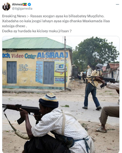 FALSE: This post claiming heavy fighting in Hamarweyne district in Mogadishu is false.